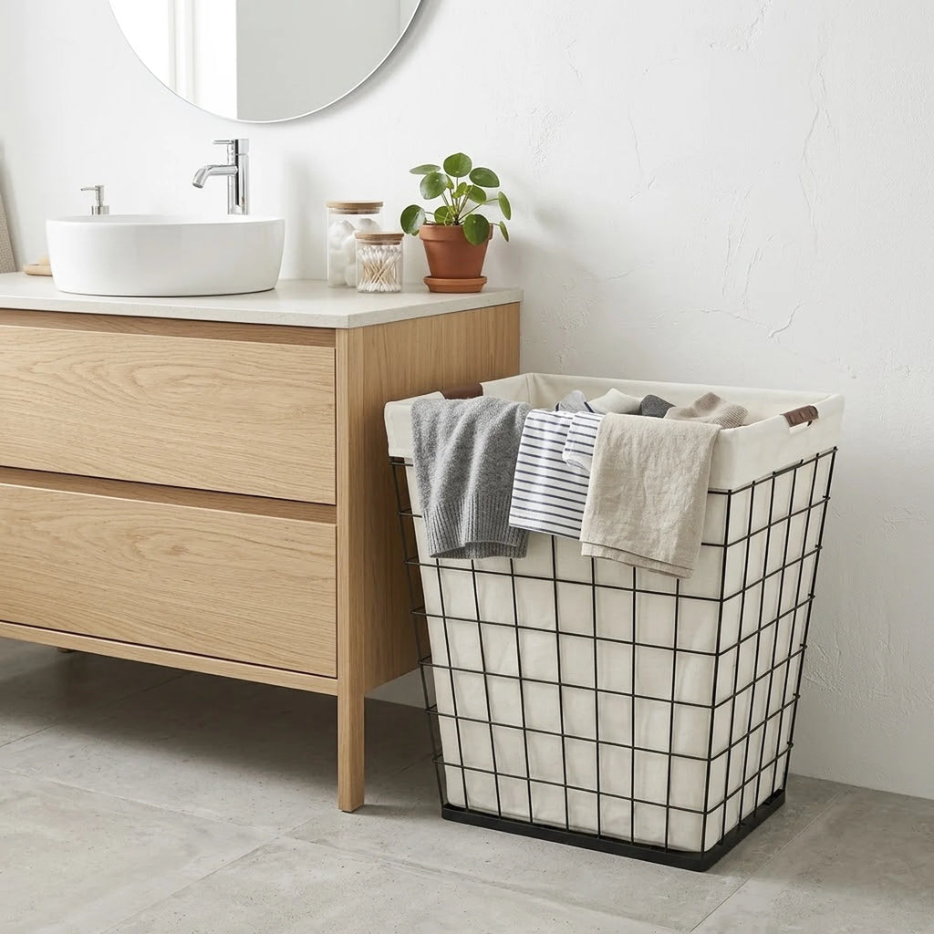75L Rectangular Steel Wire Laundry Hamper with Removable Cotton Blend Liner, Adult
