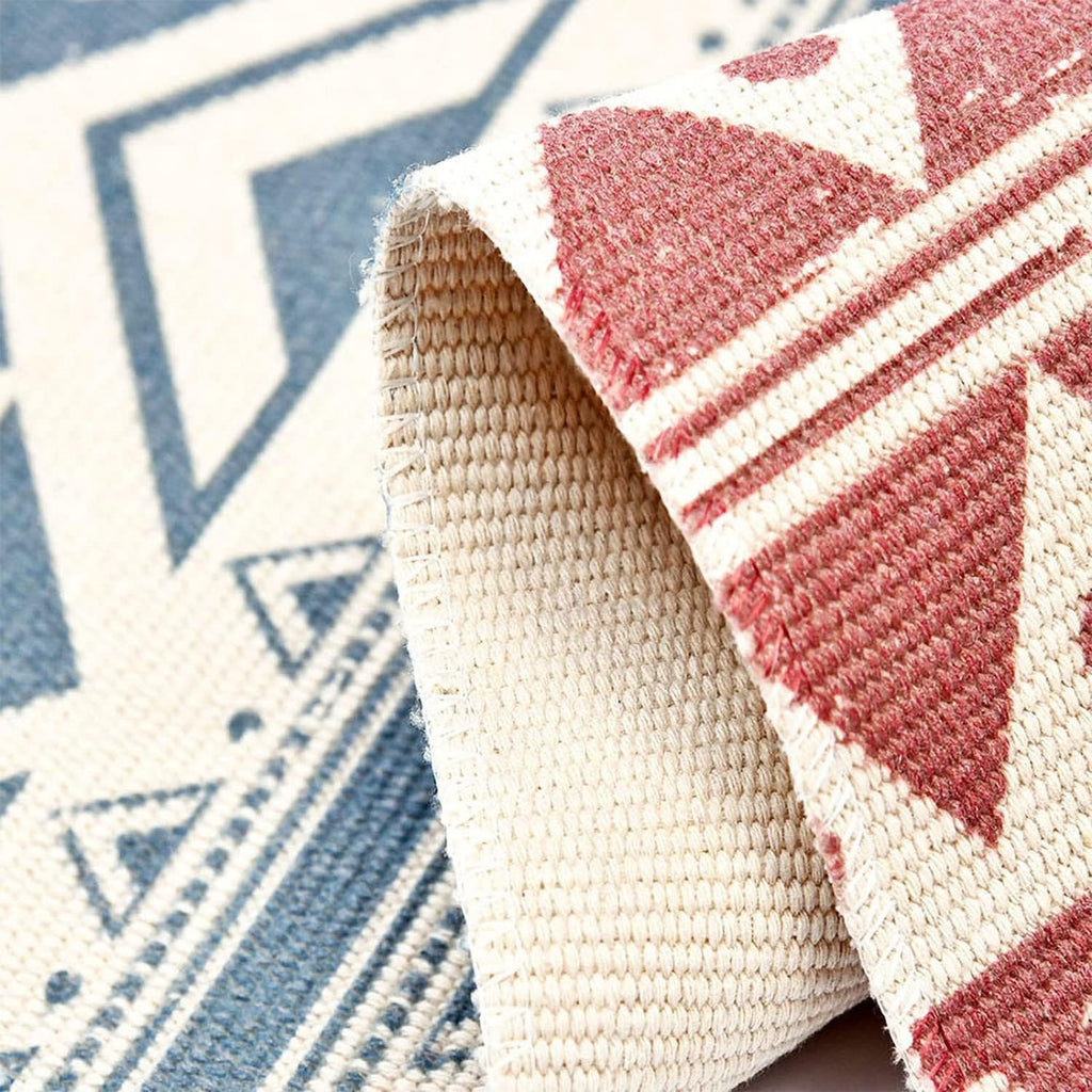 Contemporary Moroccan Geometric Design Hand Woven Cotton Printed Rug 23.6'' X 35.4'' Washable Door Mat Accent Rug Runner for Kitchen Floor, Living Room, Bedroom