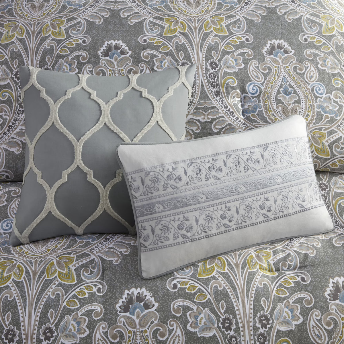Bedding Sets, 6 Piece Cotton Comforter Set Grey Full, Bed Sets, Comforter Sets,
