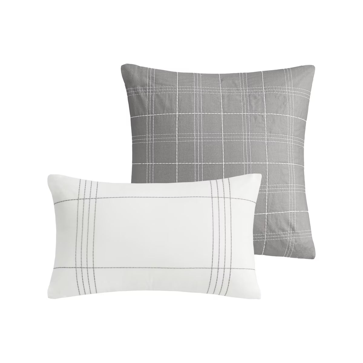 Bedding Sets 6 Piece Cotton Jacquard Oversized Comforter Set White/Grey Queen,Bed Sets