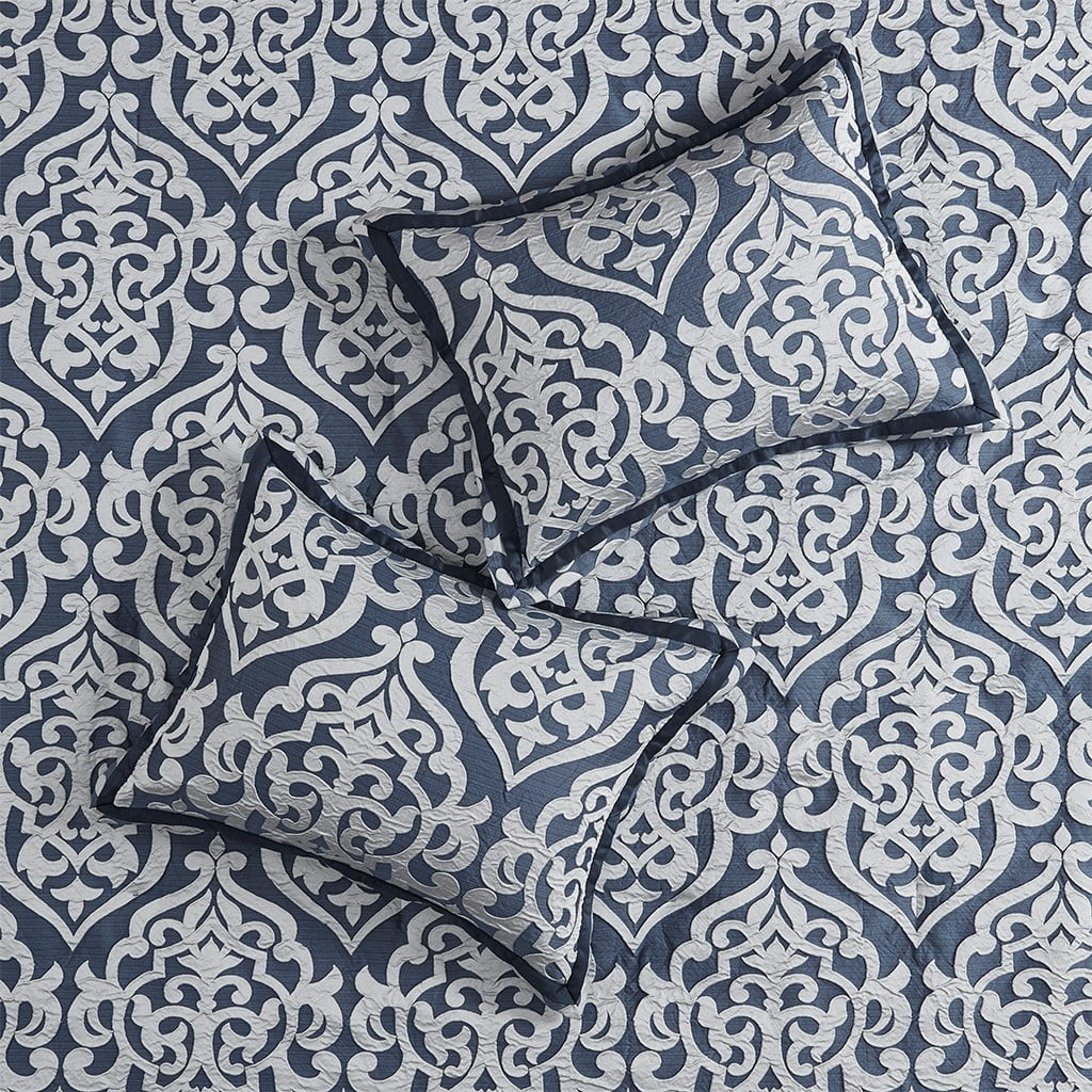 Bedding Sets 8 Piece Jacquard Comforter Set Navy/Silver Cal King,Bed Sets