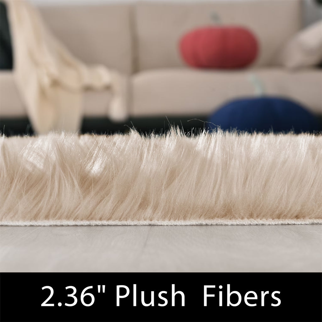 Beige Area Rug round Area Rug 5Ft Circle Fur Rug for Living Room Bedroom Rug Faux Sheepskin Rug Washable Rug Fluffy Rug Plush Rug Furry Rug Home Deocr