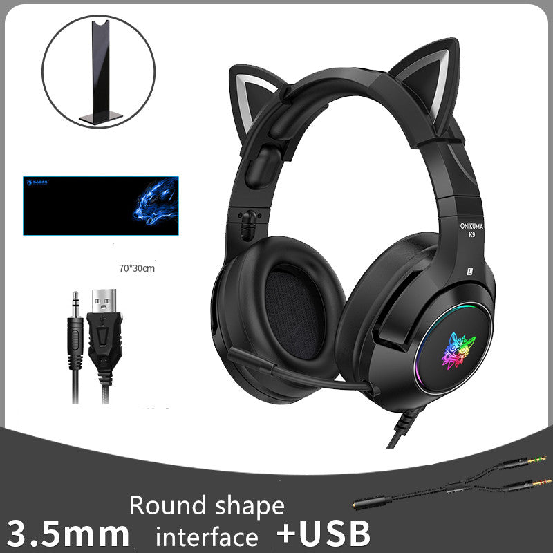 Head-Mounted Gaming Gaming Cute Girls Wired Computer Headset