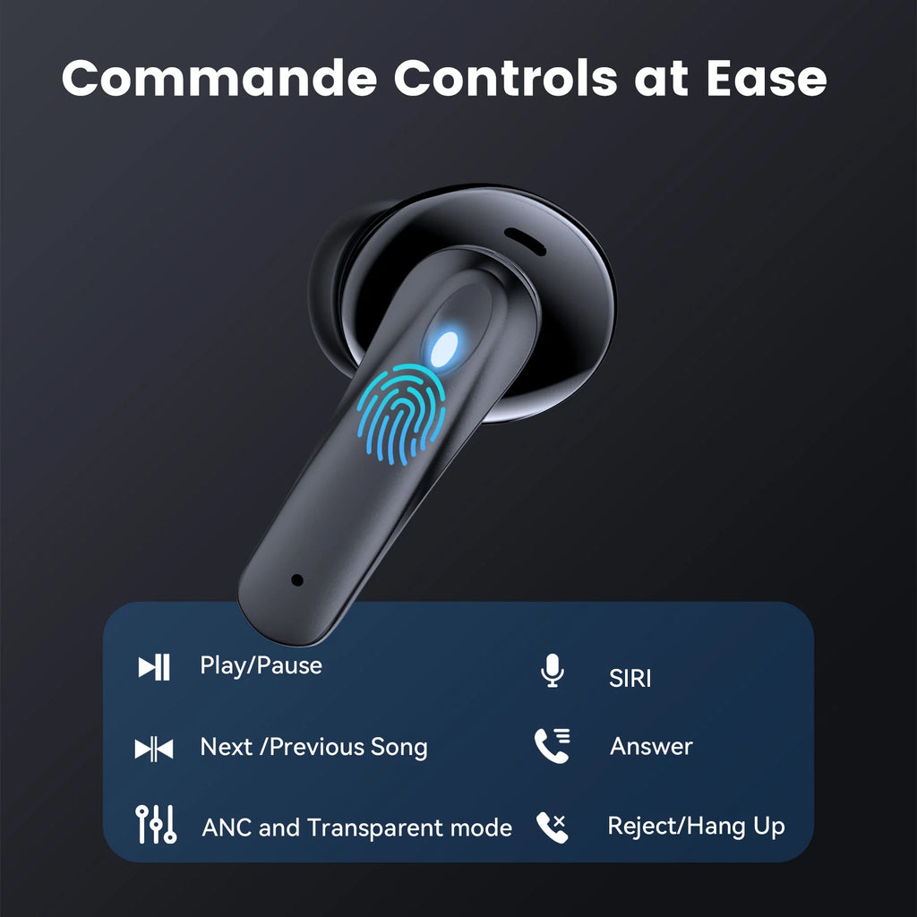 P91 Wireless Earbuds, Bluetooth Headphones V5.4 Stereo Ear Buds with Noise Cancelling Mics, 60H Playback Mini Case with Dual LED Display, IP7 Waterproof In-Ear Earphones for Android Ios