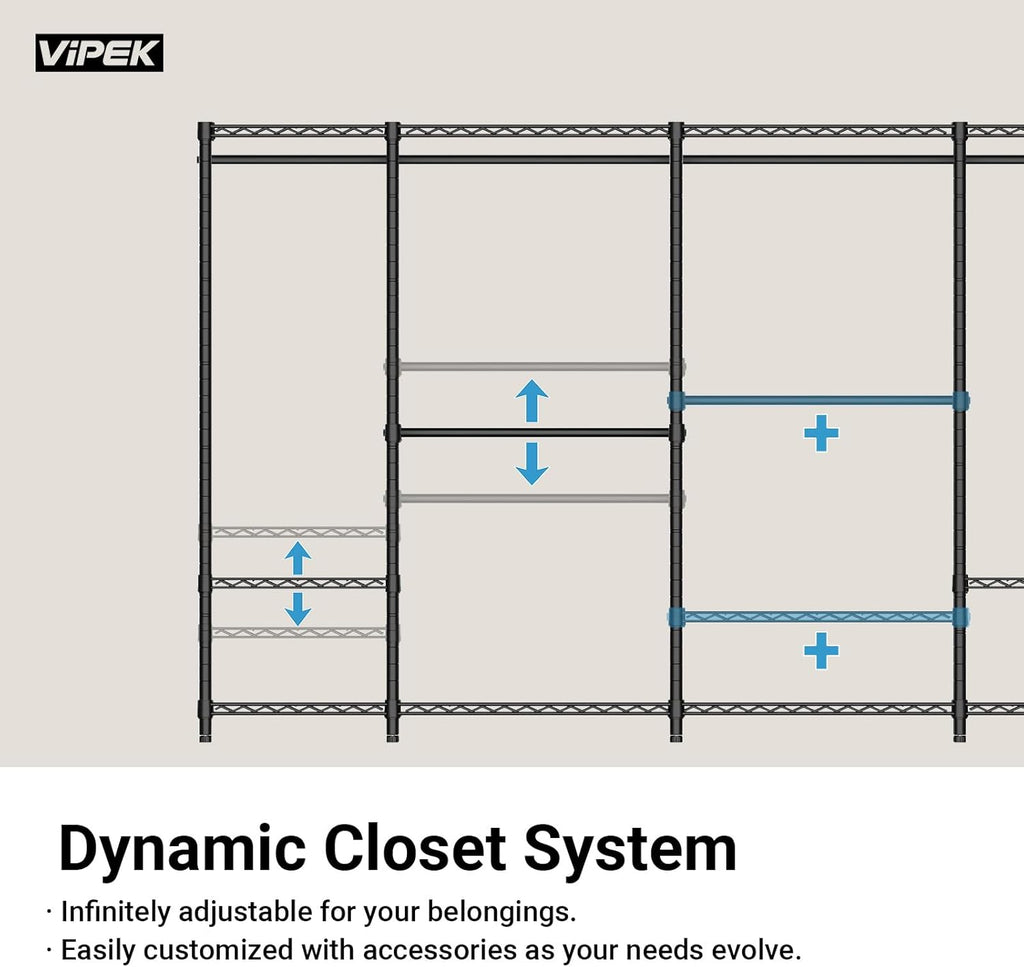 V5 Heavy Duty Clothes Rack, Freestanding Modular Closet System, Black