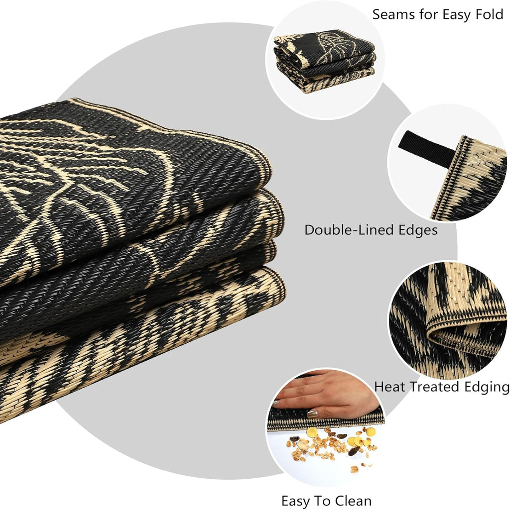 Outdoor Rug Waterproof 5X8 Plastic Straw Rug Reversible Patio Rug outside Camping Rug Patio Mat Lightweight Foldable Outdoor Carpet for Patio Balcony Deck Camping