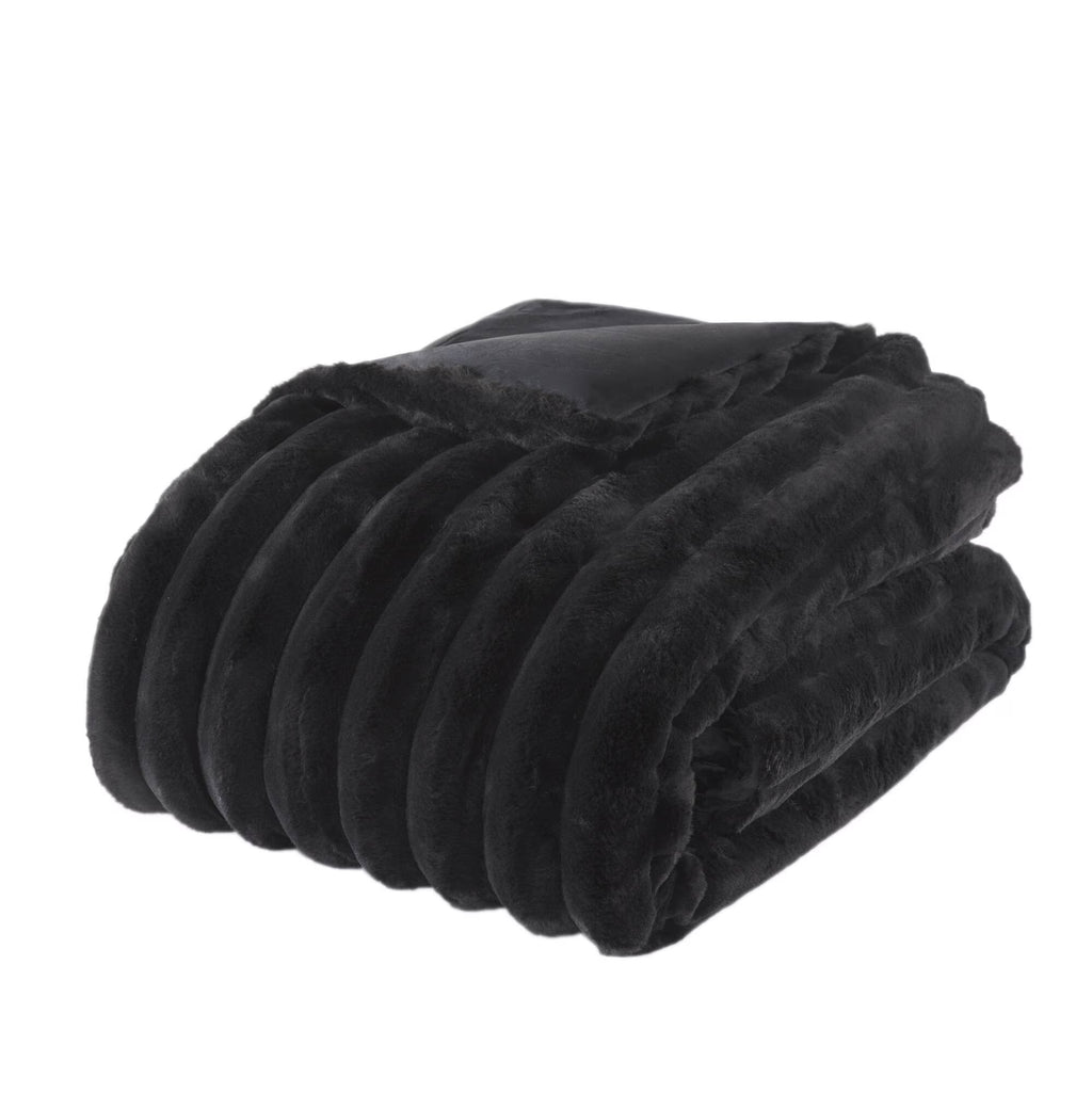 Bedding Sets 3 PCS King Ultrasoft Faux Fur Ribbed Comforter Set Black,Bed Sets