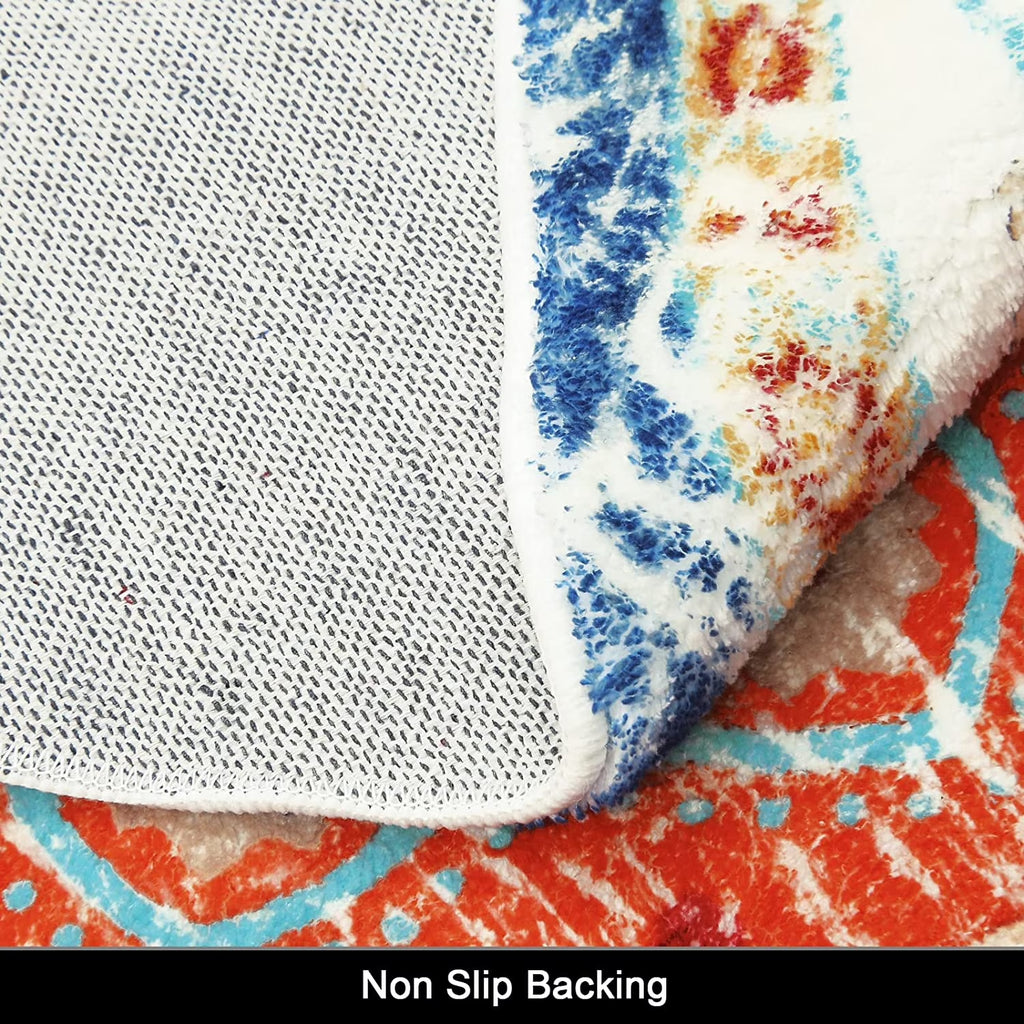 5.25'Round Area Rug,Non Slip Washable round Rug Boho Area Rug for Living Room,Bedroom,Home Decor,Office,Dining Room,Gray