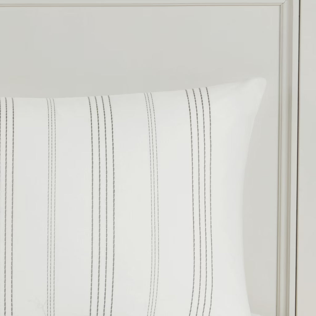 Bedding Sets 6 Piece Cotton Jacquard Oversized Comforter Set White/Grey Queen,Bed Sets