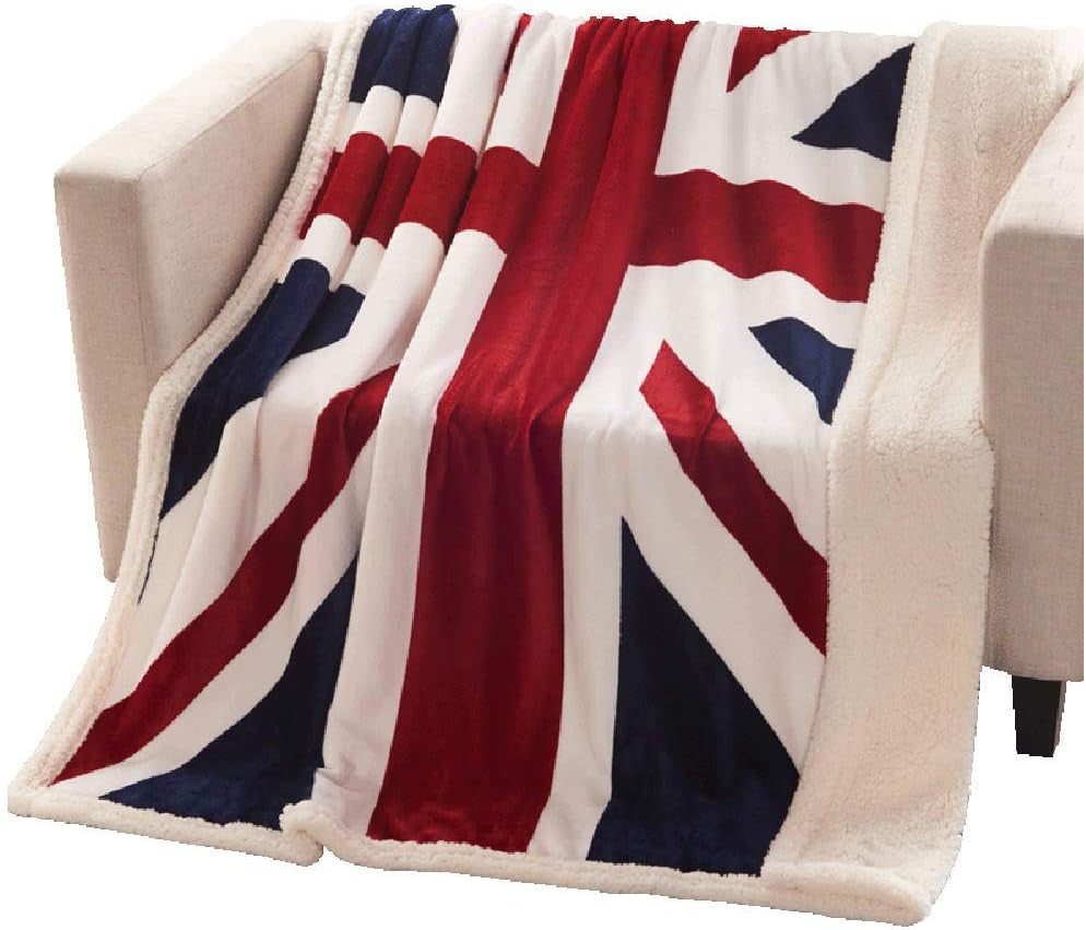 Super Soft Fleece Blanket British Flag Throw Blankets Teens Boys Adults Cuddling Blankets 51 X63