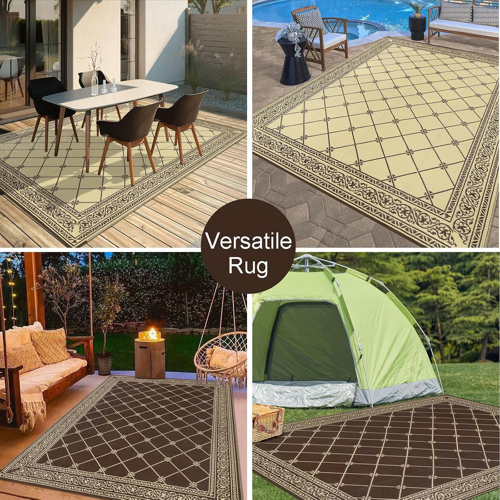 Reversible Outdoor Rug 5'X7' Plastic Straw Rugs for Patios RV Camping Mat Reversible Mats Large Floor Mat for RV Outside, Backyard, Deck, Picnic, Beach, Trailer, Camping
