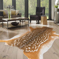 Deer Rug Antelope Print Rug, 5.2X7 Feet Faux Deer Hide Fawn Animal Print Skin for Living Room Bedroom Brown Rustic Western Décor