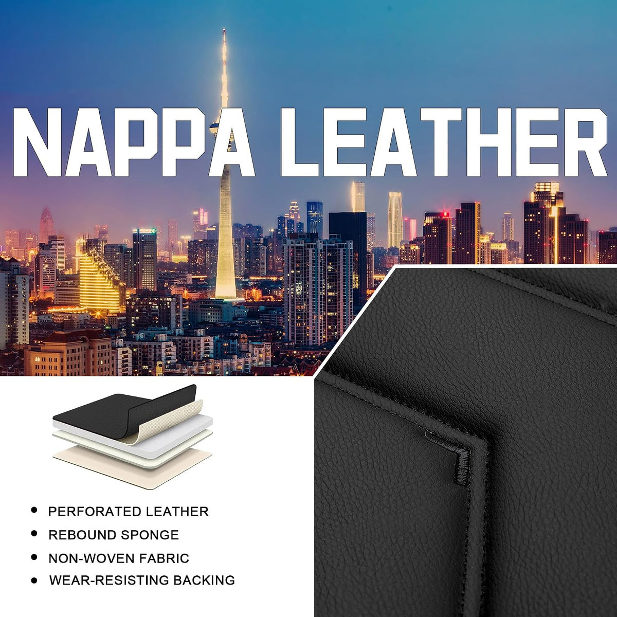Car Seat Covers for Honda Civic 2000-2026, Stylish Sport Seat Cover, Premium Nappa Leather Car Seat Cover. Automobile Seat Covers Sets.(Standard 2 Seats/Pure Black)