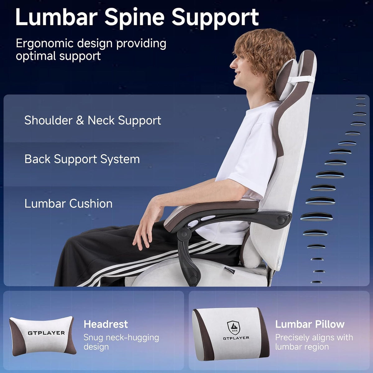 Gaming Chair, Video Game Chairs with Footrest and Lumbar Support, Computer Chair for Adults with Extended Backrest, Ergonomic Reclining Silla Gamer, Fabric, Brown