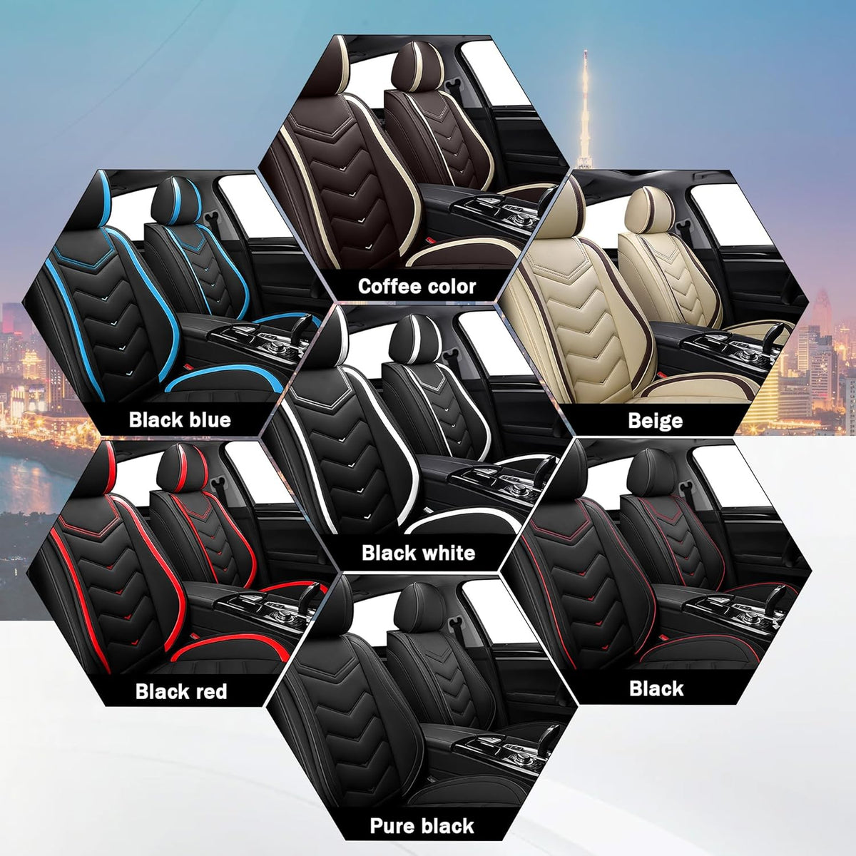 Car Seat Covers for Honda Civic 2000-2026, Stylish Sport Seat Cover, Premium Nappa Leather Car Seat Cover. Automobile Seat Covers Sets.(Standard 2 Seats/Pure Black)
