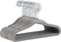 Kids Velvet Non-Slip Space Saving Clothes Hangers with Shoulder Notches, Sturdy Closet Organizer for Baby/Toddler, 11.6", Gray, 30-Pack