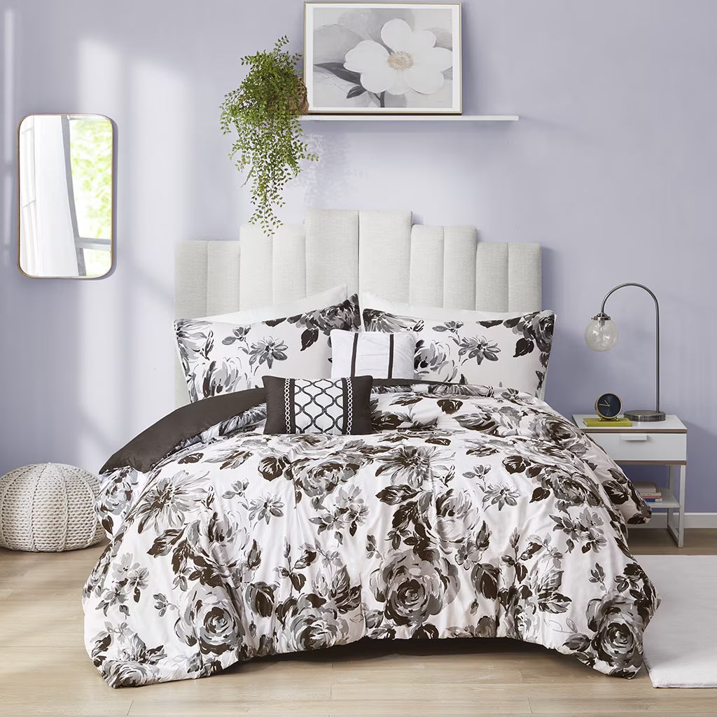Bedding Sets, Full/Queen Floral Print Comforter Set, Bed Sets, Comforter Sets,