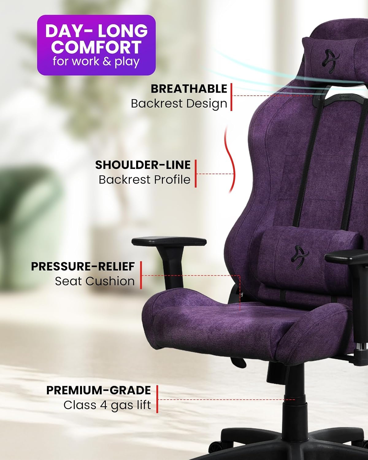 Torretta Gaming Chair Soft Fabric Purple