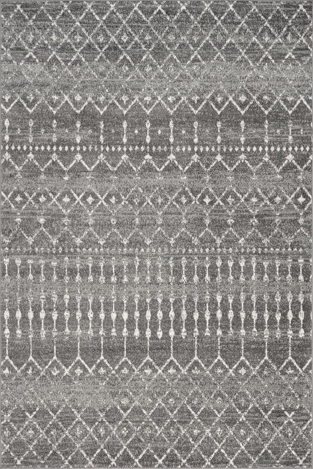 Blythe Dark Grey Trellis Power Loomed Area Rug, 8' X 10'
