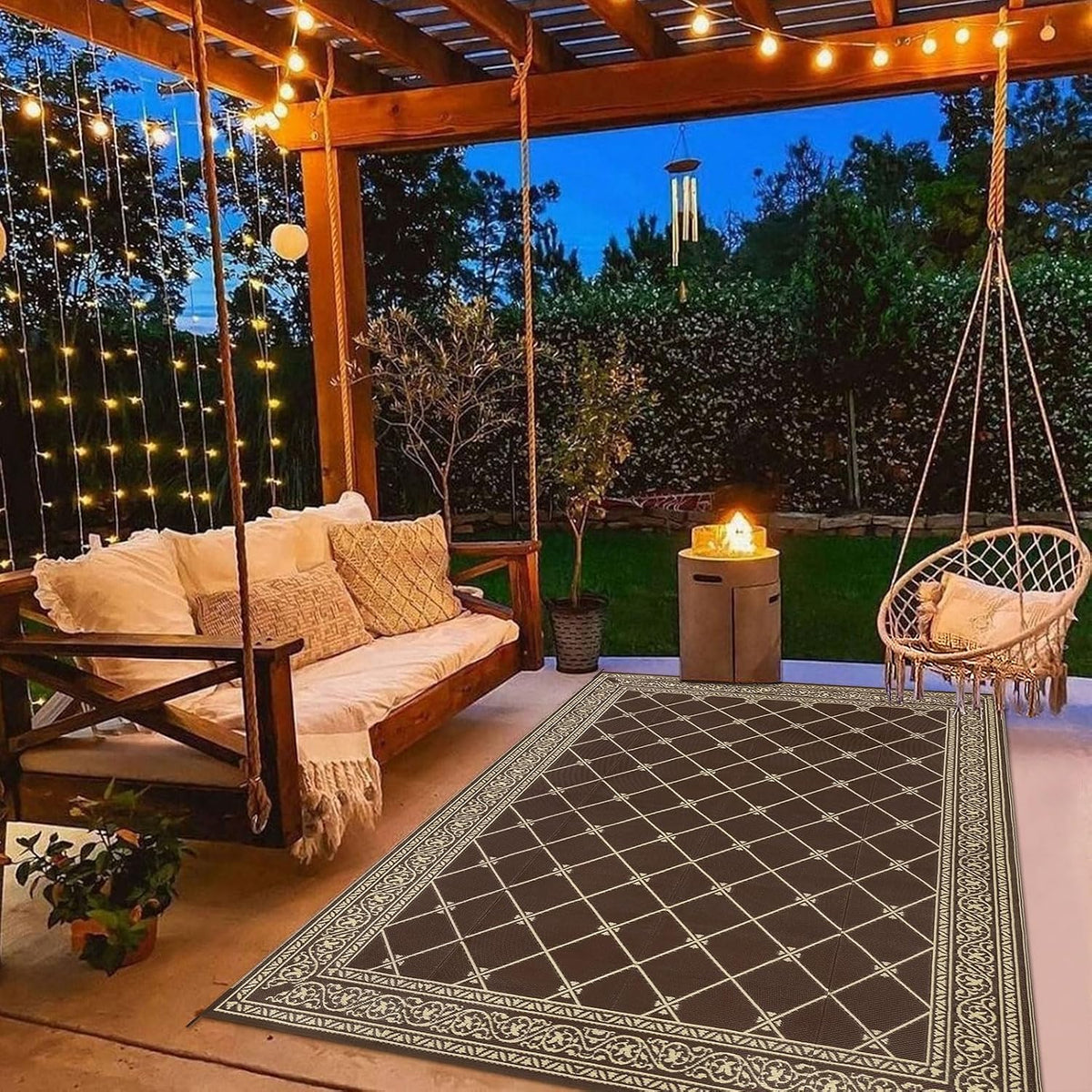 Reversible Outdoor Rug 5'X7' Plastic Straw Rugs for Patios RV Camping Mat Reversible Mats Large Floor Mat for RV Outside, Backyard, Deck, Picnic, Beach, Trailer, Camping