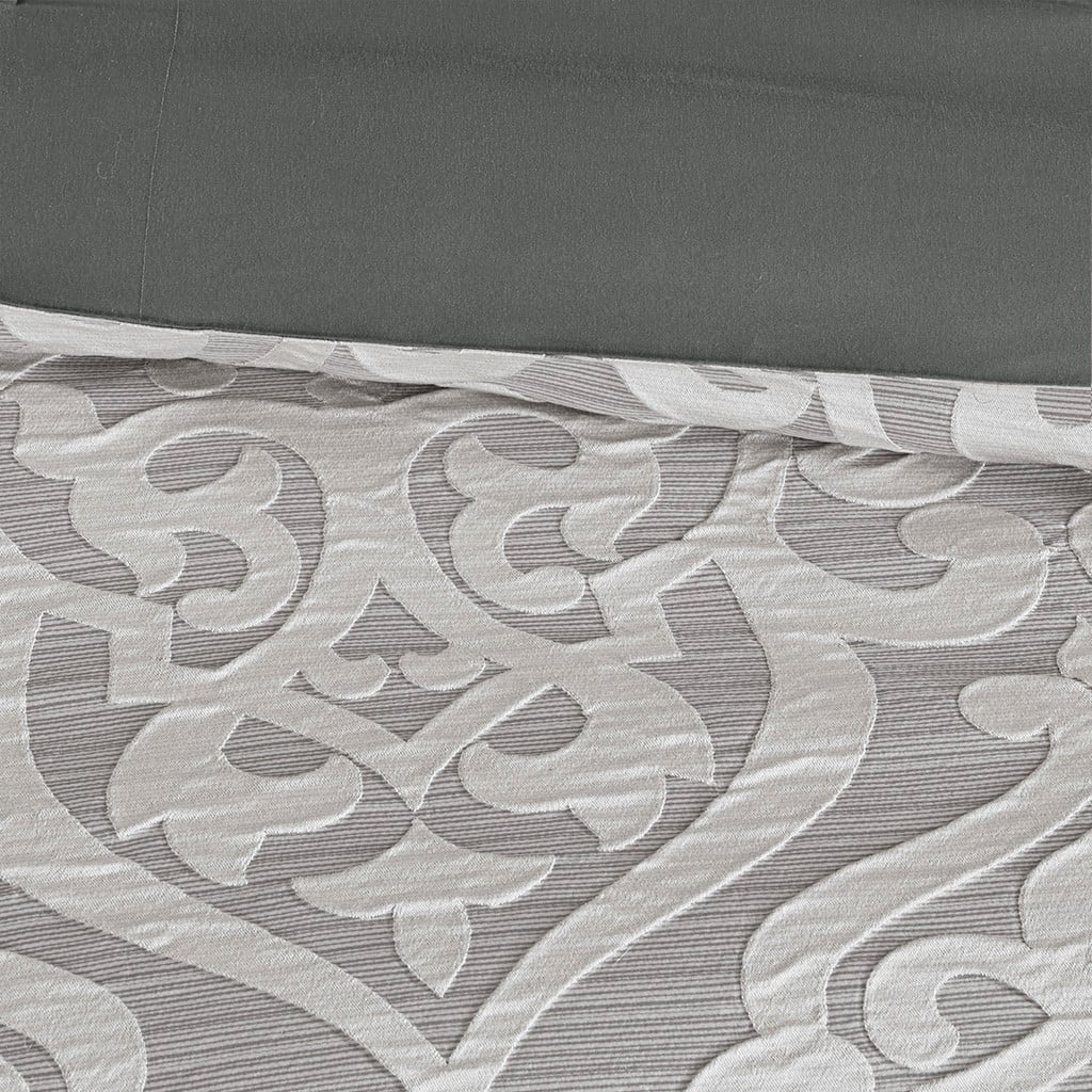 Bedding Sets 8 Piece Jacquard Comforter Set Silver/Silver Queen,Bed Sets