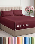 CGK Extra Deep Twin Sheet Set - 4Pc Cooling Sheets - Burgundy