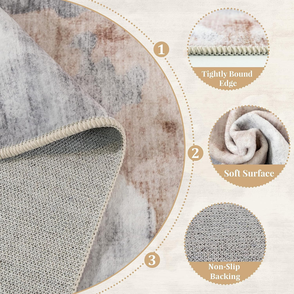 Small Rugs 2X3 Grey Rug for Entryway Bathroom Kitchen Entrance Doormat,Modern Abstract Marble Floor Throw Carpet Non Slip