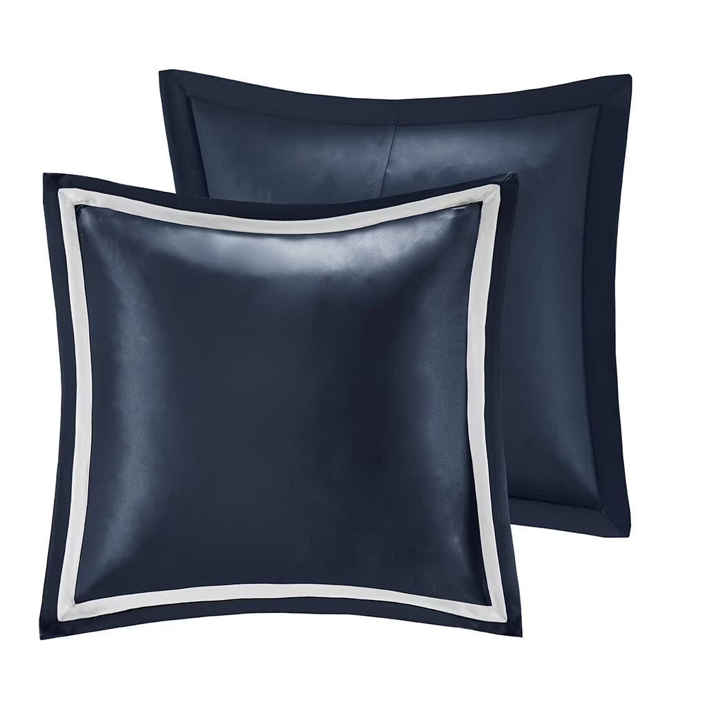 Bedding Sets 8 Piece Jacquard Comforter Set Navy/Silver Cal King,Bed Sets