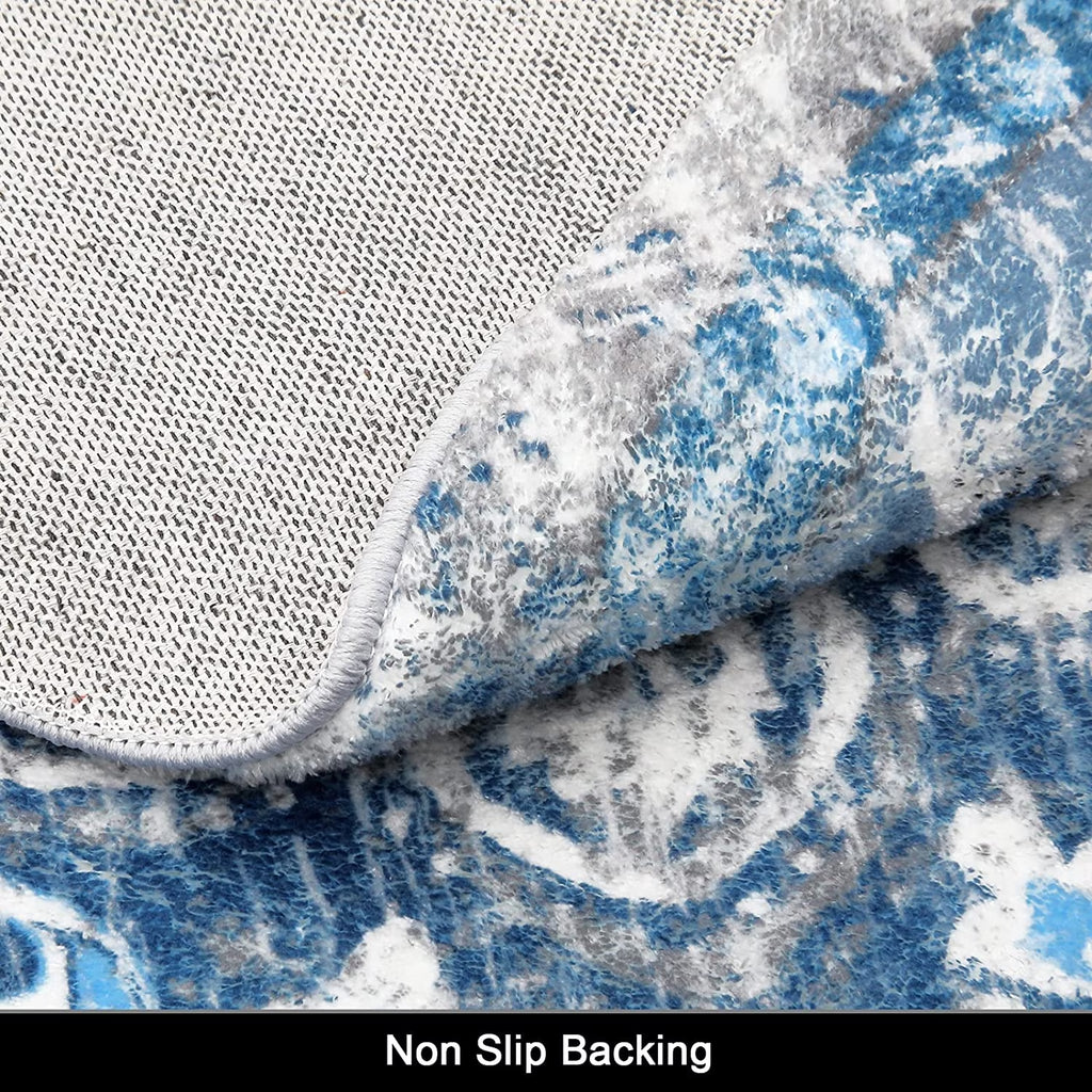 5.25'Round Area Rug,Non Slip Washable round Rug Boho Area Rug for Living Room,Bedroom,Home Decor,Office,Dining Room,Gray