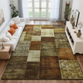 6X9 Area Rugs for Living Room, Washable Geometric Brown Bedroom Rug