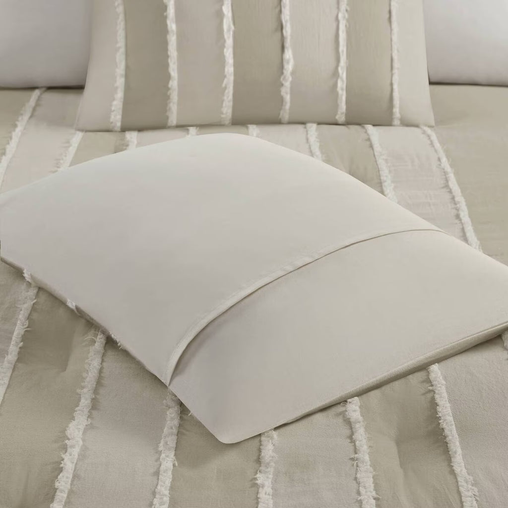 Bedding Sets 3 Piece Striped Cotton Comforter Set Taupe Full/Queen,Bed Sets