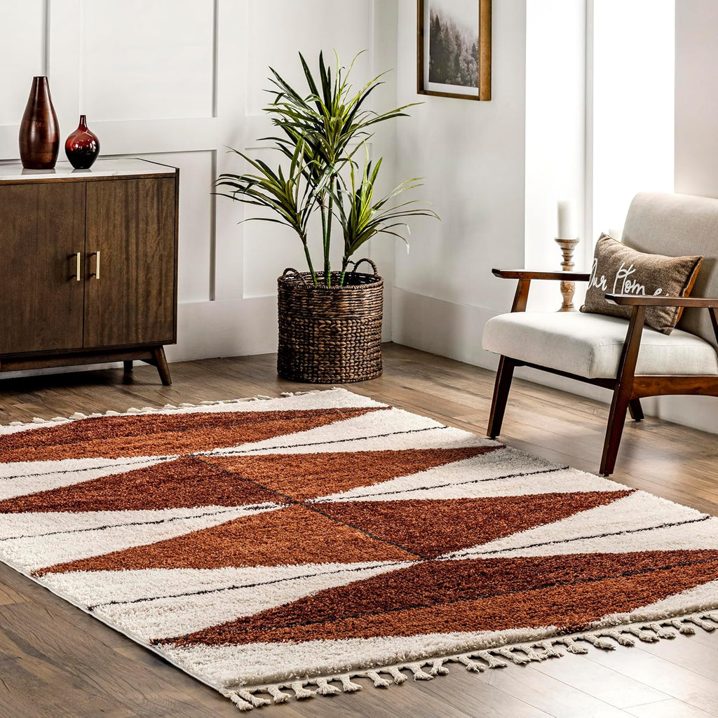 Kali Rust Diamond Power Loomed Area Rug, 4' X 6'