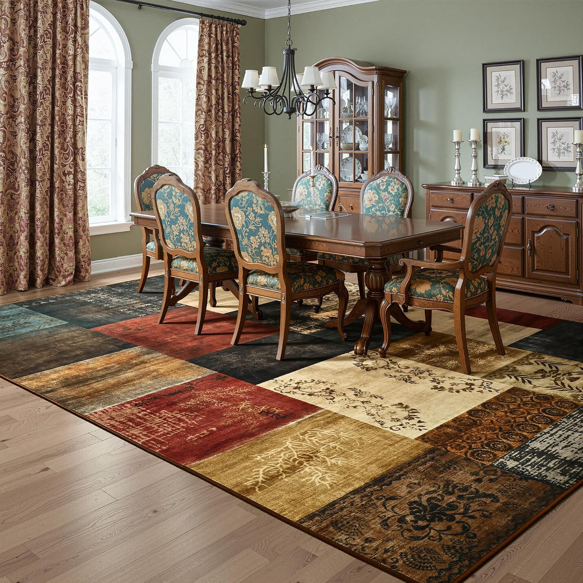 8X10 Area Rugs for Living Room, Washable Large Geometric Bedroom Rug