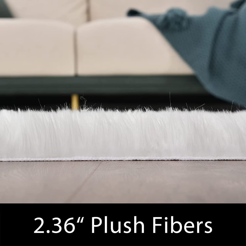 6.7X10 Faux Sheepskin Rug, Area Rug, Fur Rug for Living Room, Fluffy Washable Rug for Bedroom, Nursery, Furry Rug, Large Rug, White Fluffy Rug, Rectangle