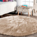 Beige Area Rug round Area Rug 5Ft Circle Fur Rug for Living Room Bedroom Rug Faux Sheepskin Rug Washable Rug Fluffy Rug Plush Rug Furry Rug Home Deocr