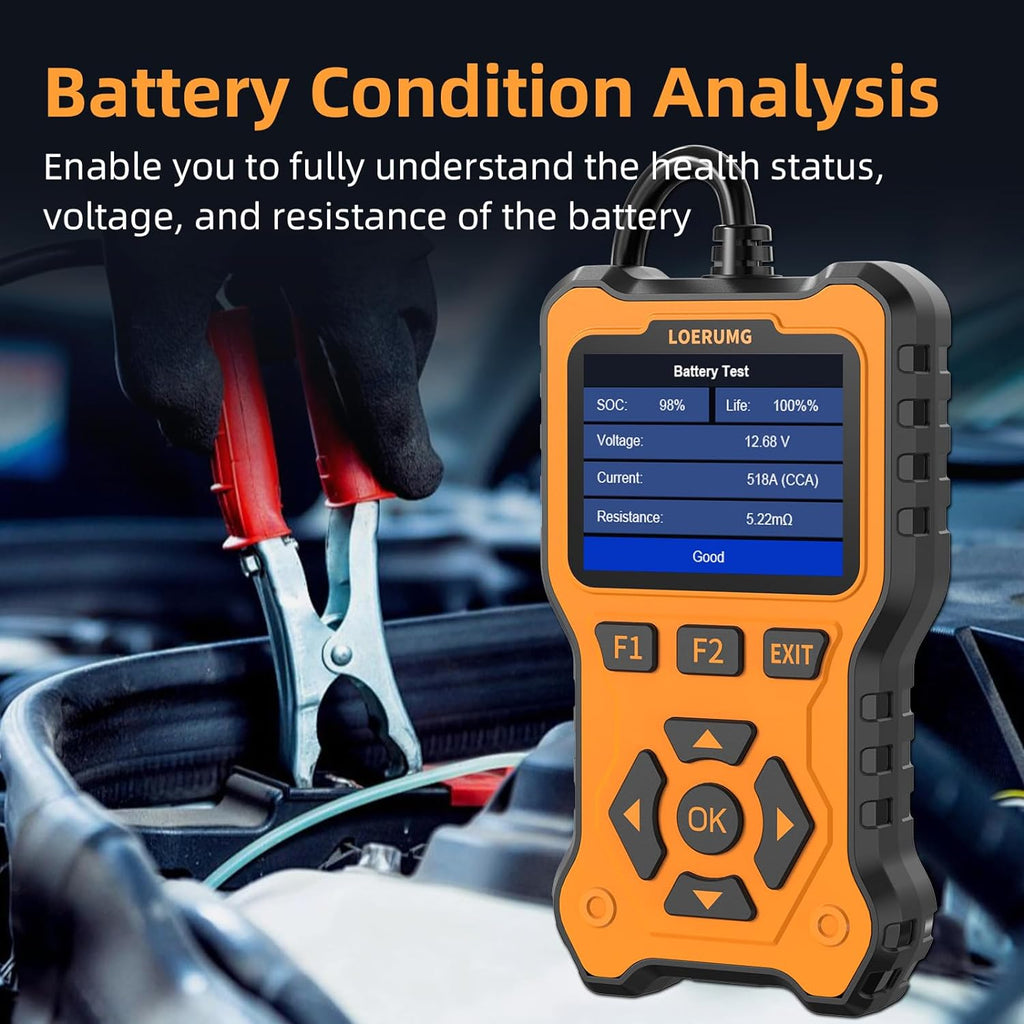 Car Battery Tester 12V 24V Load Tester,100-2000Cca Automotive Alternator Tester Battery Analyzer Digital Charg System Scan Tool Crank System Tester for Truck Marine Motorcycle SUV Boat.