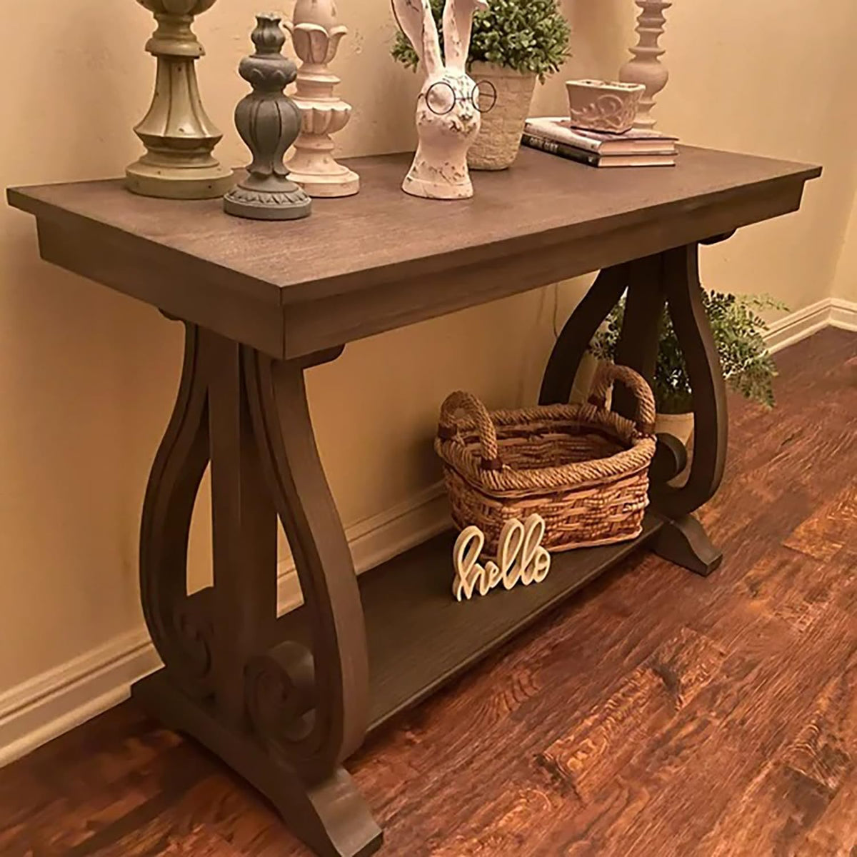 Home Decor,Wooden Hello Table Sign,Hello Table Freestanding Sign for Farmhouse Decor,Floating Shelf Decor,Entryway Decor