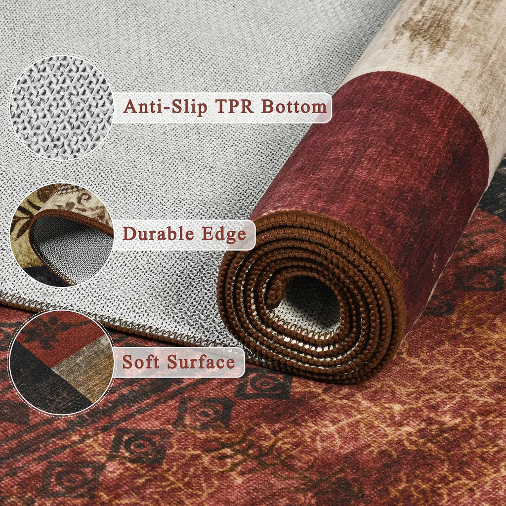 8X10 Area Rugs for Living Room, Washable Large Geometric Bedroom Rug