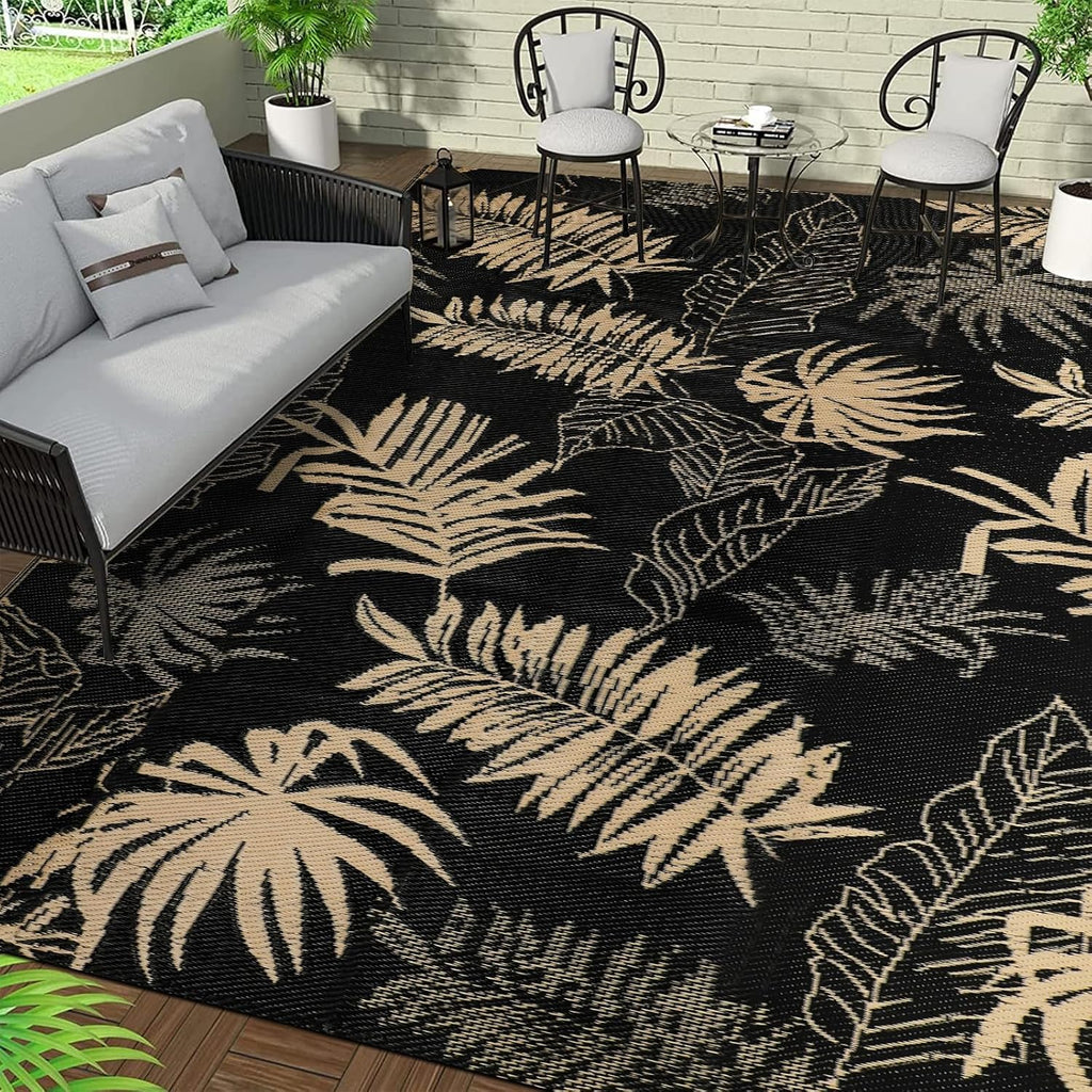 Outdoor Rug Waterproof 5X8 Plastic Straw Rug Reversible Patio Rug outside Camping Rug Patio Mat Lightweight Foldable Outdoor Carpet for Patio Balcony Deck Camping