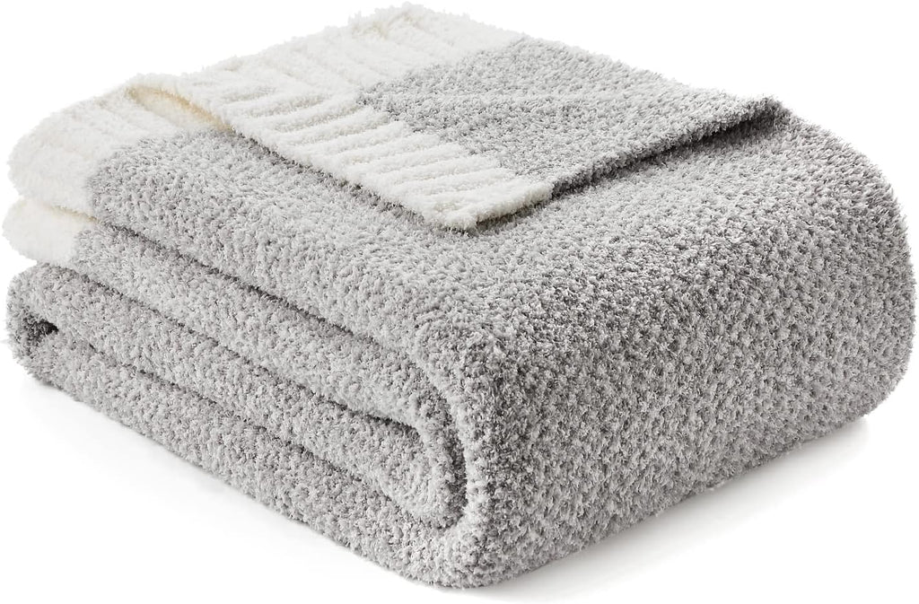 Oversized Grey Throw Blankets Twin Size,Super Soft Warm Blankets Cozy Knit Fuzzy Throw Blankets for Sofa, Bed, Heather Grey, 60X80 Inches