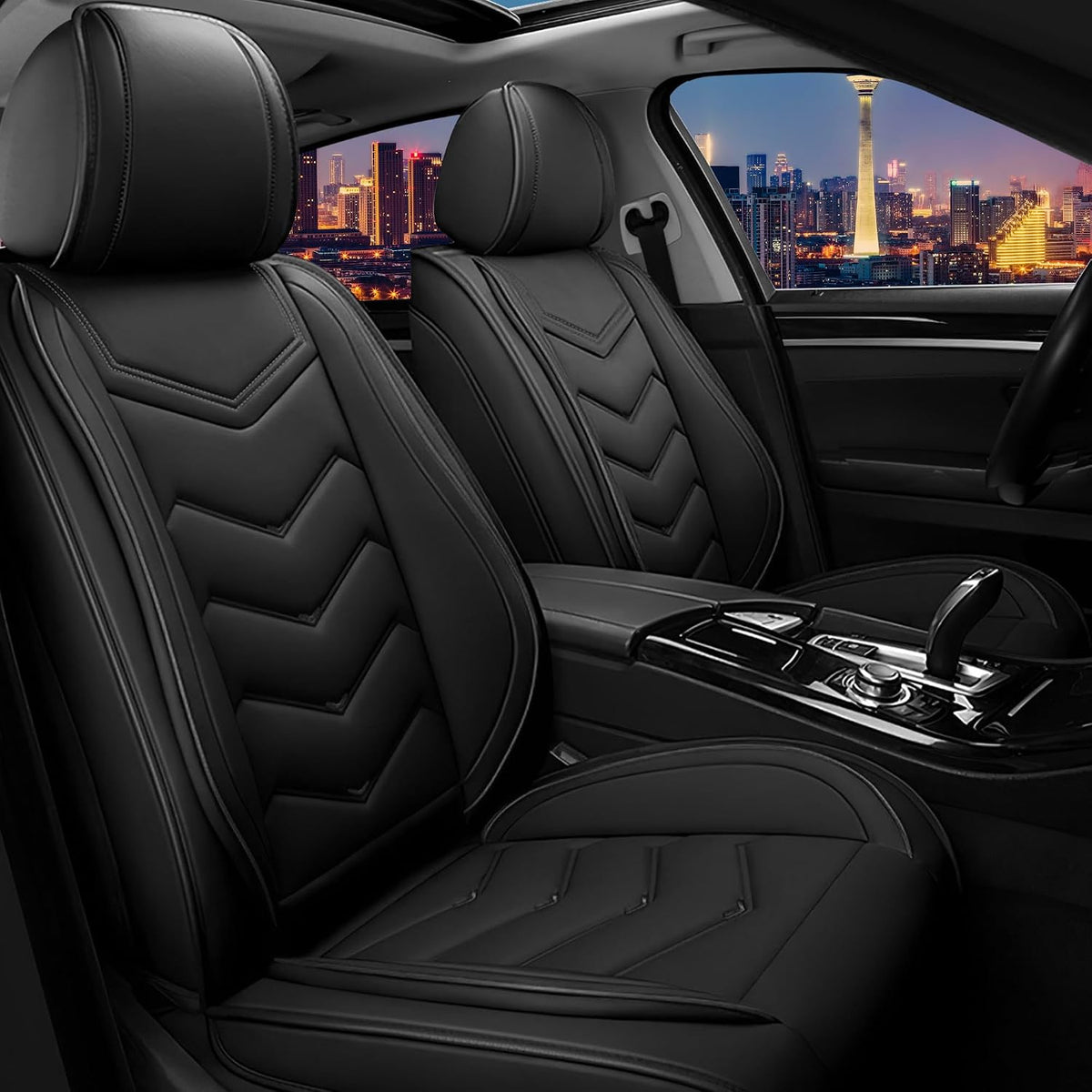 Car Seat Covers for Honda Civic 2000-2026, Stylish Sport Seat Cover, Premium Nappa Leather Car Seat Cover. Automobile Seat Covers Sets.(Standard 2 Seats/Pure Black)
