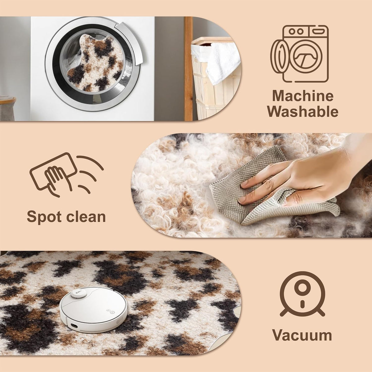 Faux Fur Cowhide Rug: Fluffy Cow Print 5.2X7 Feet Washable Cow Hide Rug for Living Room Bedroom Animal Print Skin Rustic Western Décor Black and Brown