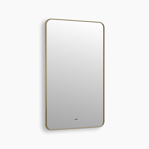 Delphinus II Brushed Gold LED Mirror – Anti-Fog, Dimmable