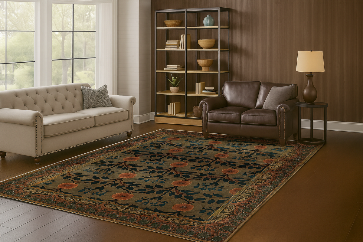 Arts and Crafts Collection Area Rug Ultra Soft Washable Rug, Non Slip Area Rug Indoor, Stain Resistant Rugs for Living Room Bedroom Vintage Home Decor