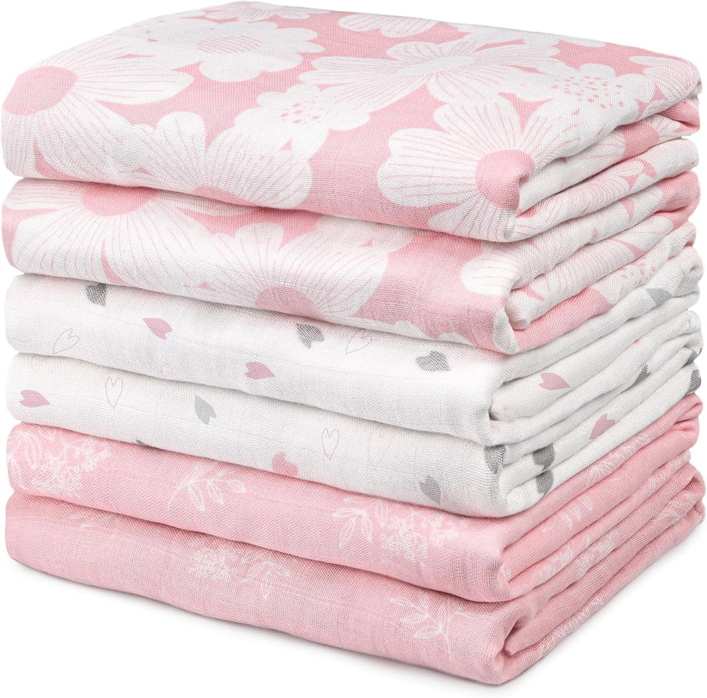 Receiving Blankets Girl Muslin Swaddle Blankets for Newborn