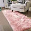 2X5 Area Rug, Faux Fur Sheepskin Rug for Living Room, Fuzzy Rugs for Teen Girls Bedroom, Nursery, Luxury Room Decor, Fluffy Pink Rug, Rectangle