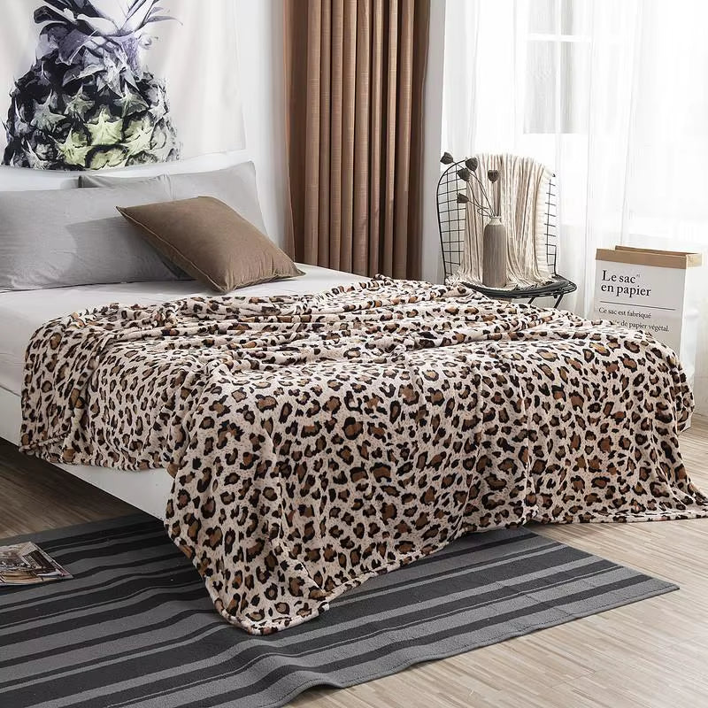 Super Soft Coral Fleece Flannel Blankets Leopard Zebra Stripe Printed Sofa Bed Bedspread Plaid Blankets