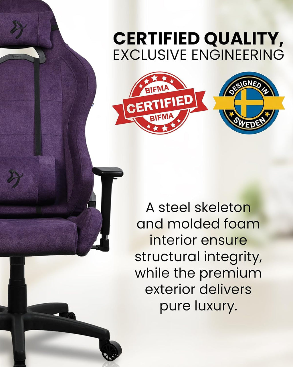 Torretta Gaming Chair Soft Fabric Purple
