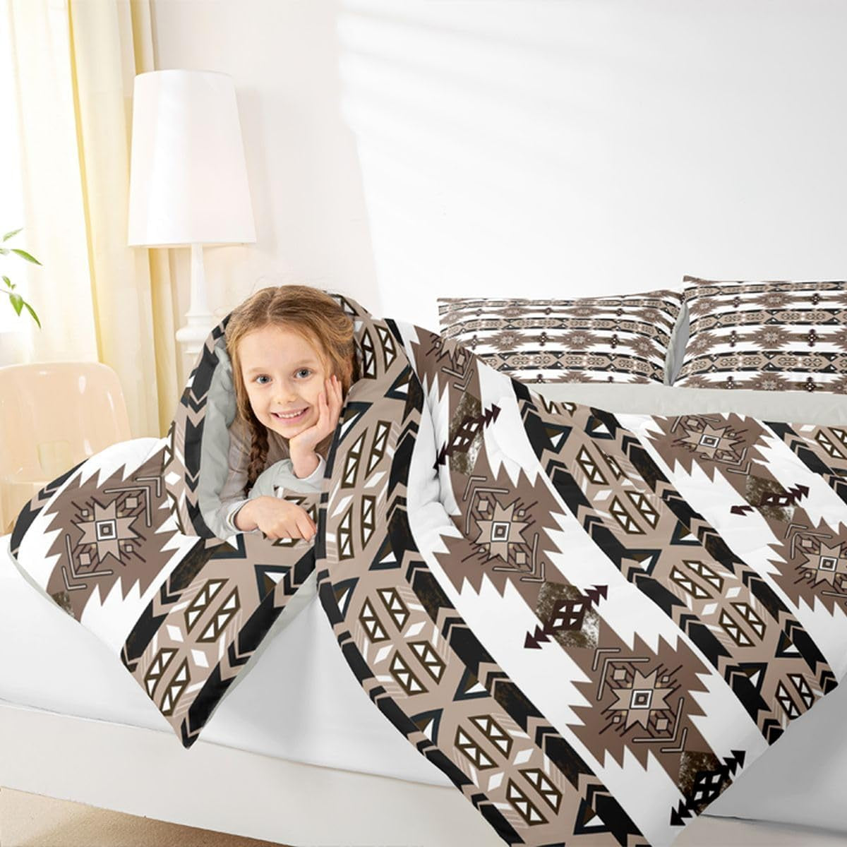 Western Boho Comforter Set Aztec Bedding Set Queen Size