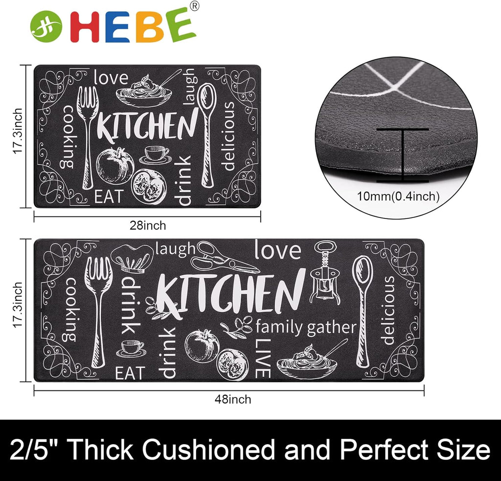 Kitchen Mats for Floor, Cushioned anti Fatigue Kitchen Rugs Set of 2